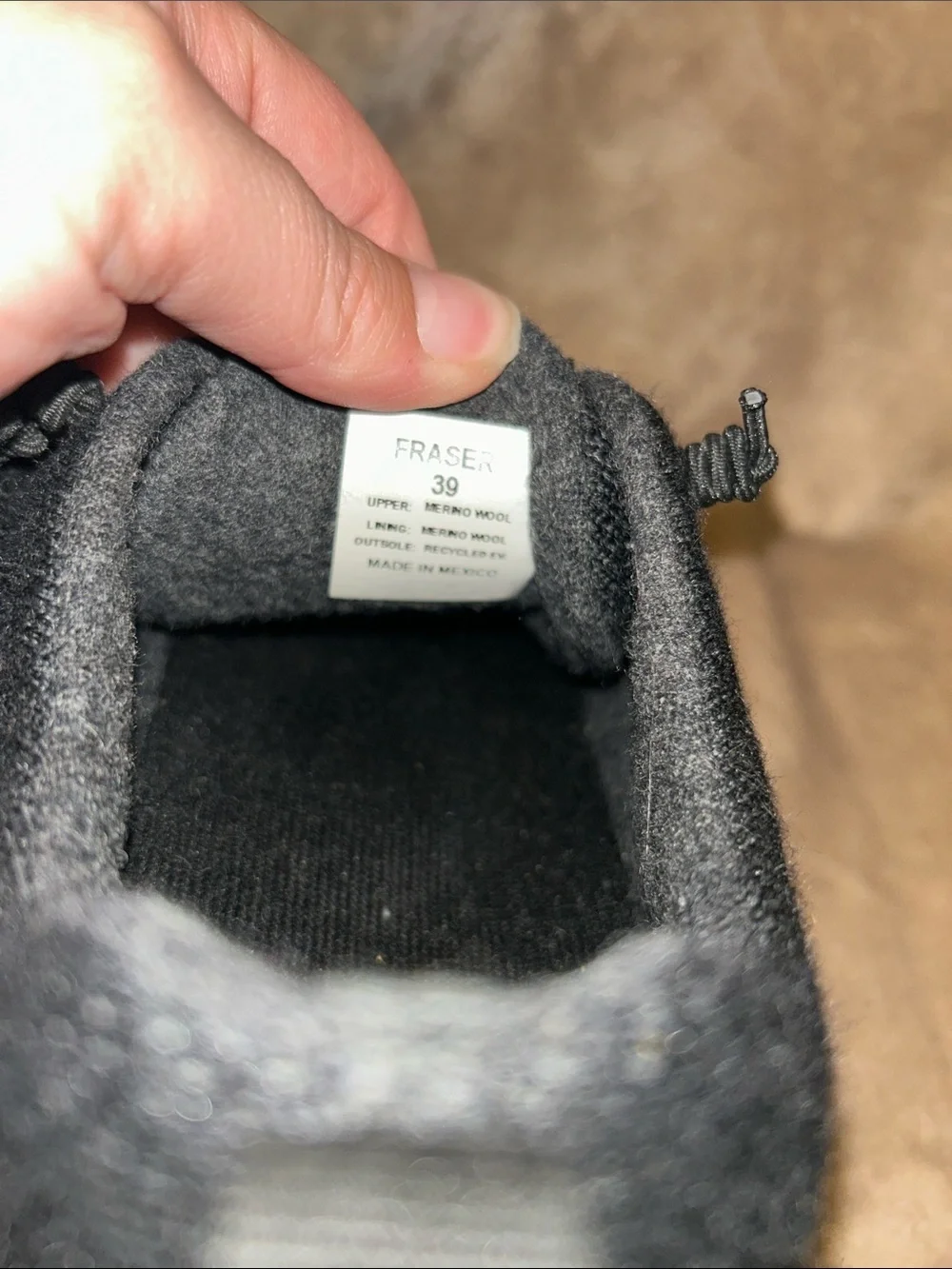 Woolloomooloo Fraser Black Merino Wool Knit Slip On Elastic Lace Sneaker EU 39